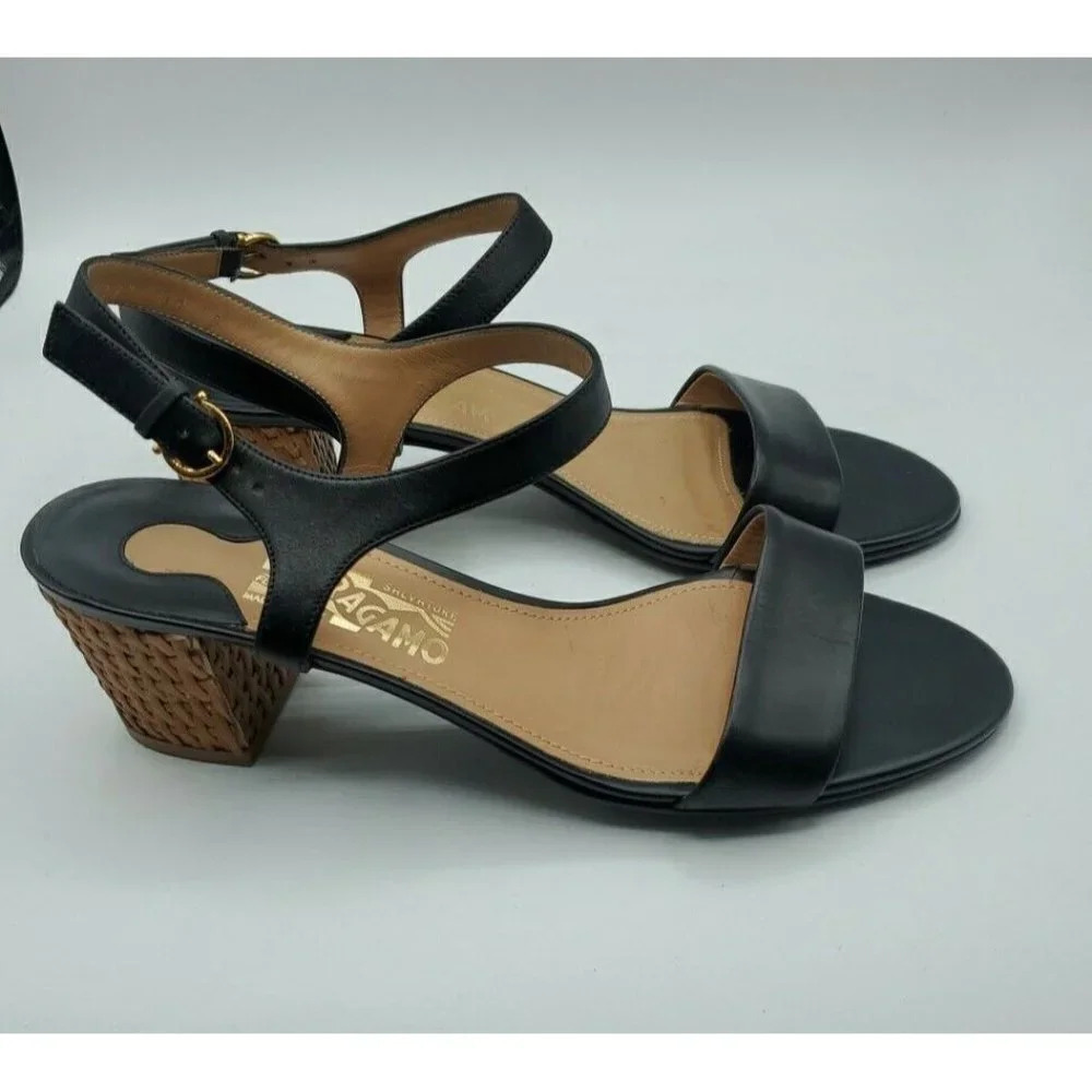 Salvatore Ferragamo Women Black Leather Shoe Sandal Sz 10B 'MADISON' Italy - Picture 6 of 15